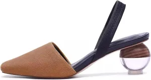 Axellion Mule Slipper for Women, Abnormal Heel Sandals Round Toe Mule Shoes Spherical Sandal Slides for Party Evening