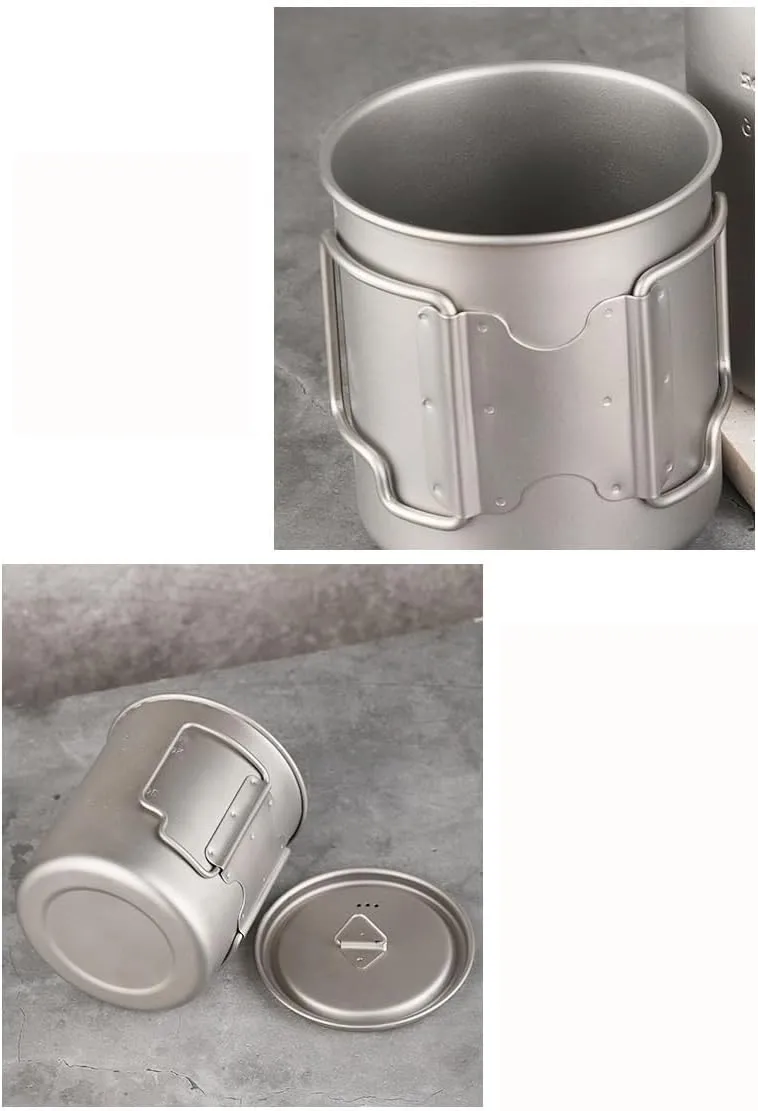 AYULL 1PC Pure Titanium Mug 420ml, Foldable Portable Coffee Cup Suitable for Outdoor Camping Or Home Use