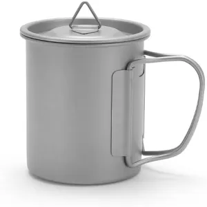 AYULL 1PC Pure Titanium Mug 450ml, Foldable Ultra-Light Coffee Cup Suitable for Home Or Camping