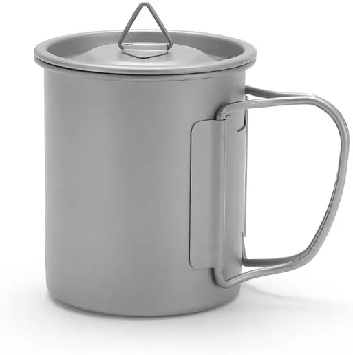 AYULL 1PC Pure Titanium Mug 450ml, Foldable Ultra-Light Coffee Cup Suitable for Home Or Camping