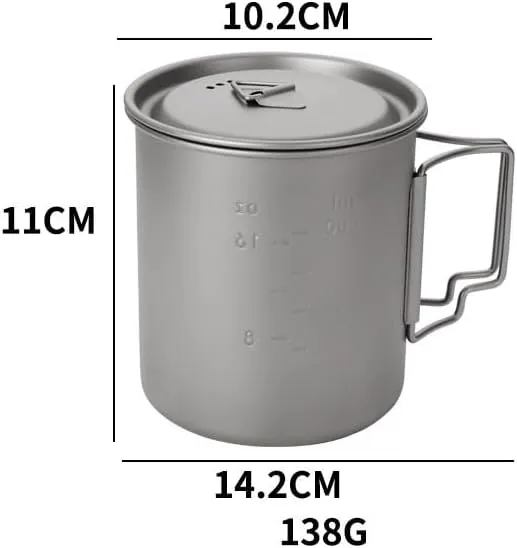 AYULL Pure Titanium Mug Outdoor Camping Foldable Coffee Mug(750ML)