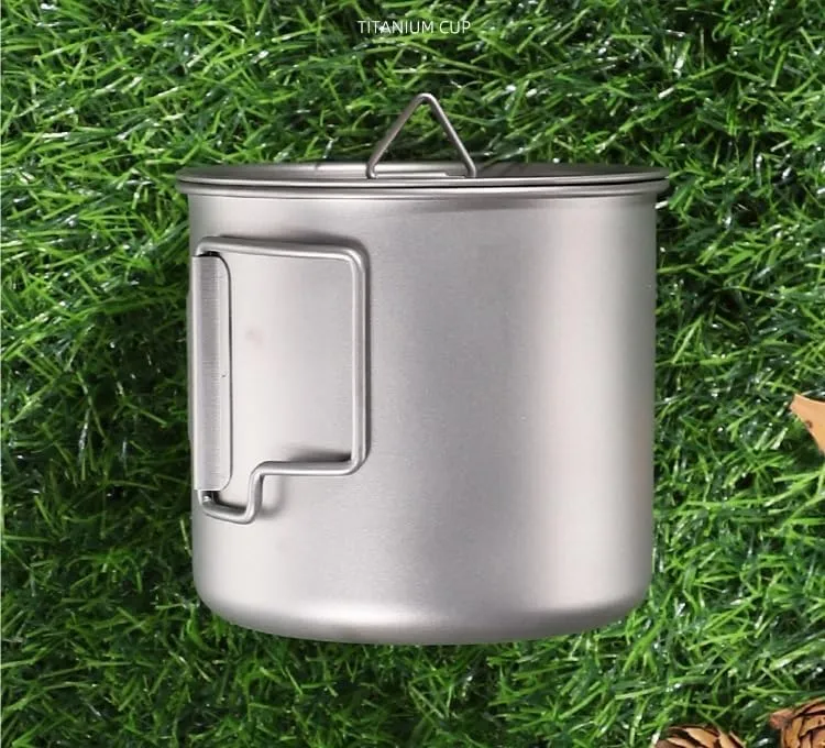 AYULL Pure Titanium Water Cup, Foldable Portable Coffee Mug With Lid Suitable For Outdoor Camping Or Home Use(500ml)