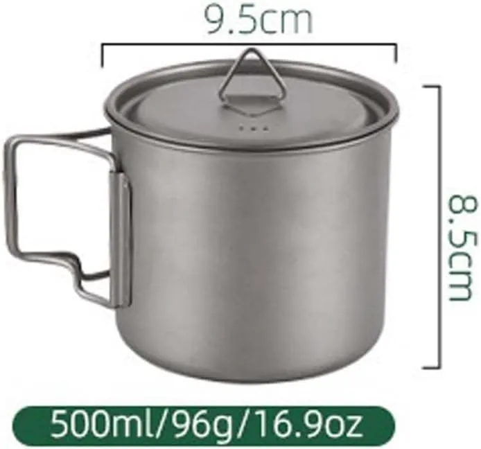 AYULL Pure Titanium Water Cup, Foldable Portable Coffee Mug With Lid Suitable For Outdoor Camping Or Home Use(500ml)