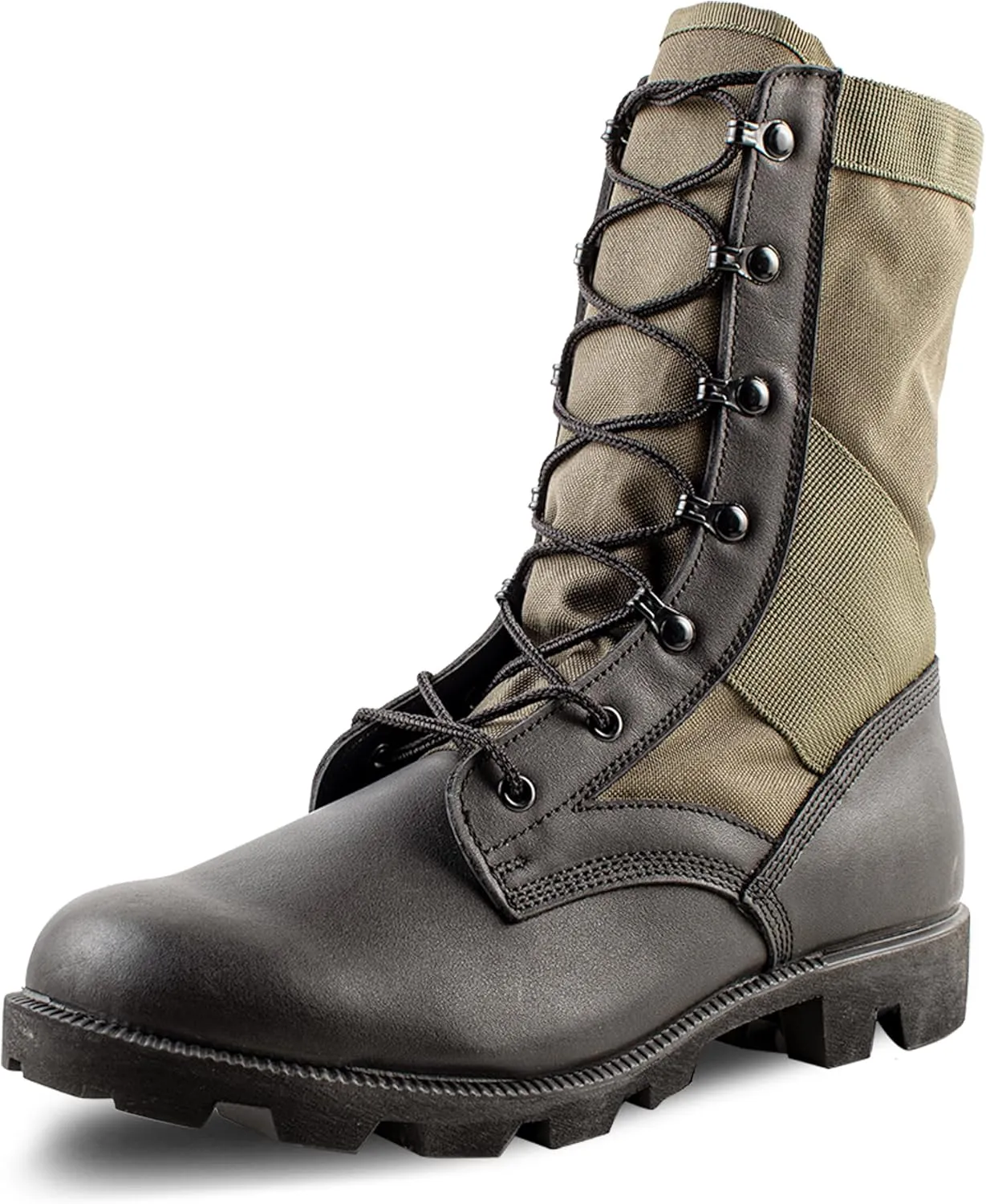 B Belleville Arm Your Feet Men's 8 Inch Canopy Jungle Boots - Highly Breathable Leather & Nylon Upper, Medial Side Drainage Vents, and Classic Panama Outsole Tread