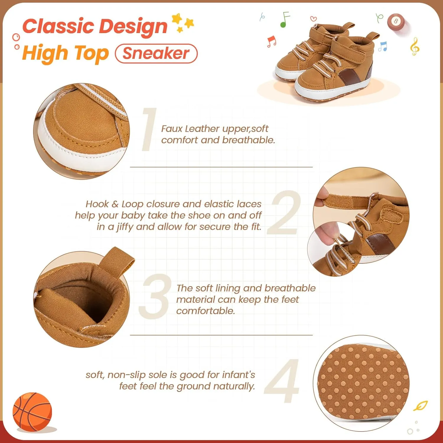 Babelvit Baby Boy Girl Soft Sole Canvas Sneakers Sparkle High Top Lace Up Infant Unisex Ankle Shoes Boots Toddler Newborn Prewalker First Baby Walking Crib Shoes