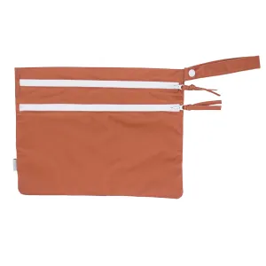 BapronBaby Minimalist Copper Wet Dry Bag - Waterproof Two Zipper Pockets - Reusable for Mealtime, Diapers, Stroller, Snacks, Swimsuits - Machine Washable - 11" x 9"