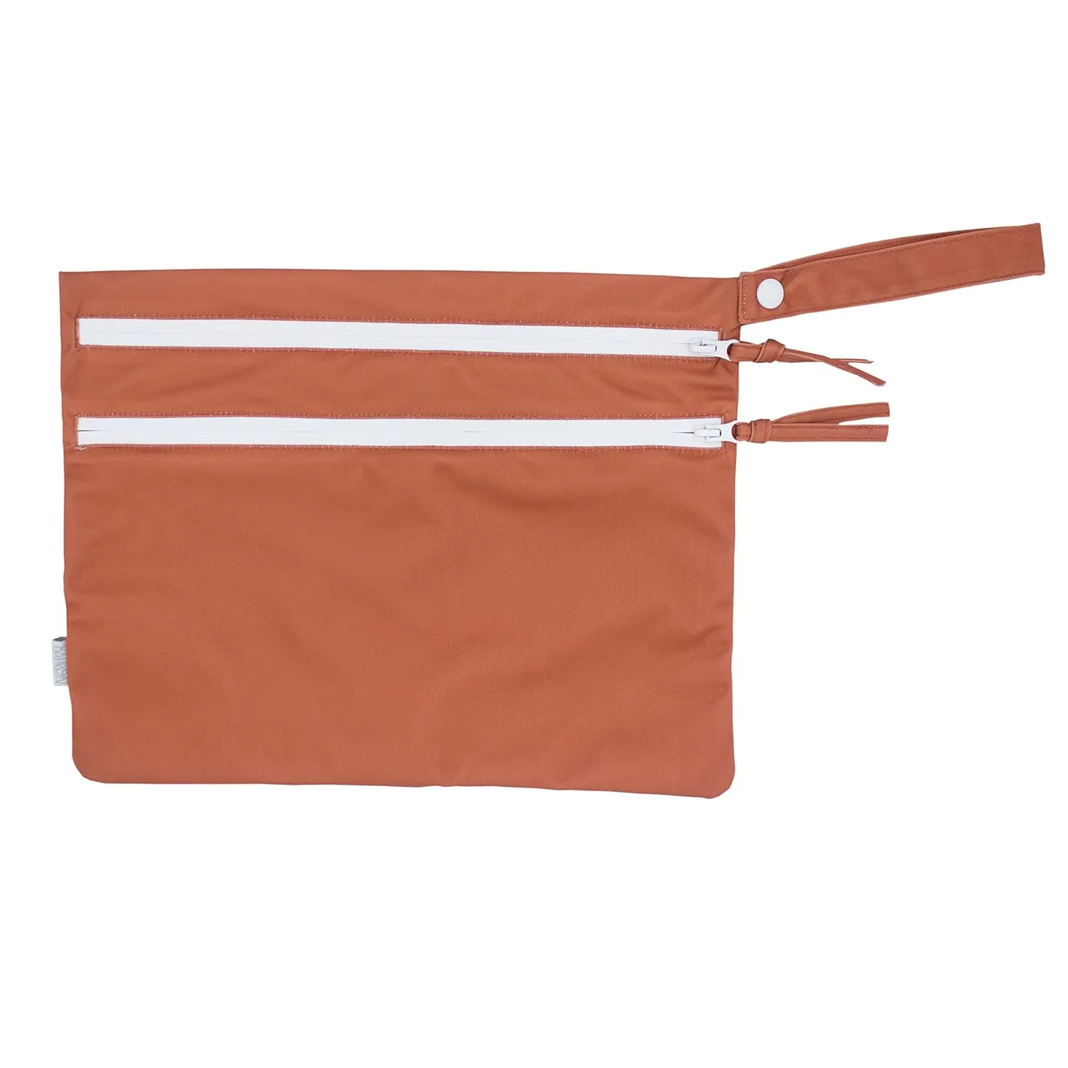 BapronBaby Minimalist Copper Wet Dry Bag - Waterproof Two Zipper Pockets - Reusable for Mealtime, Diapers, Stroller, Snacks, Swimsuits - Machine Washable - 11" x 9"