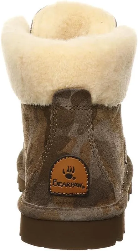 BEARPAW Women's Marta Exotic Earth Camo | Women's Ankle Boot | Women's Slip On Boot | Comfortable Winter Boot