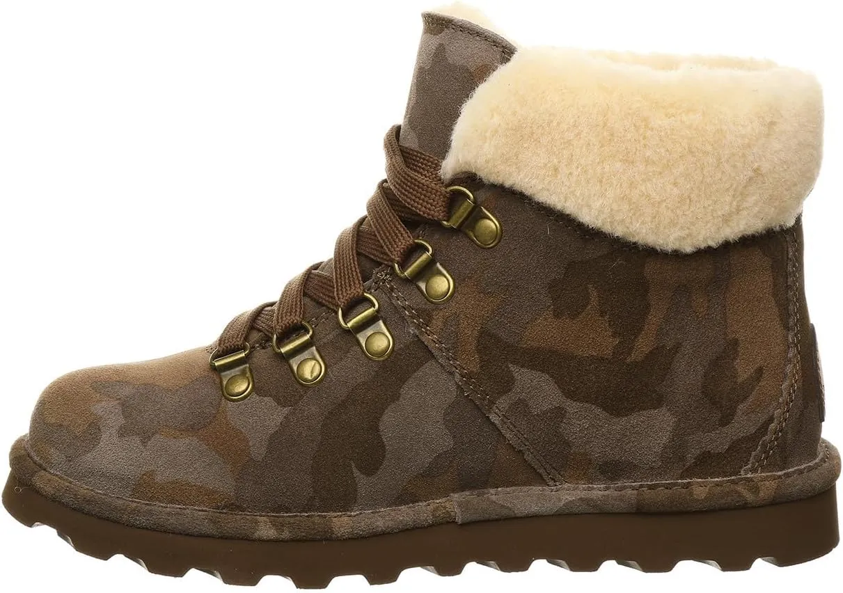 BEARPAW Women's Marta Exotic Earth Camo | Women's Ankle Boot | Women's Slip On Boot | Comfortable Winter Boot