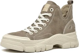 BEAU TODAY Fashion Sneakers Women,Leather Casual Lace Up Retro OG Sneakers,Comfortable Tennis Runnig Trainer Shoes Silver US 5