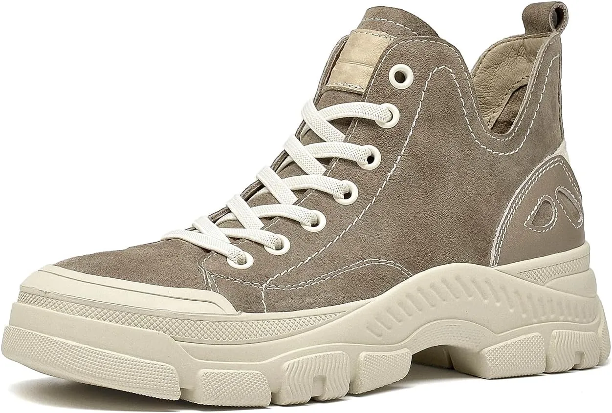 BEAU TODAY Fashion Sneakers Women,Leather Casual Lace Up Retro OG Sneakers,Comfortable Tennis Runnig Trainer Shoes Silver US 5