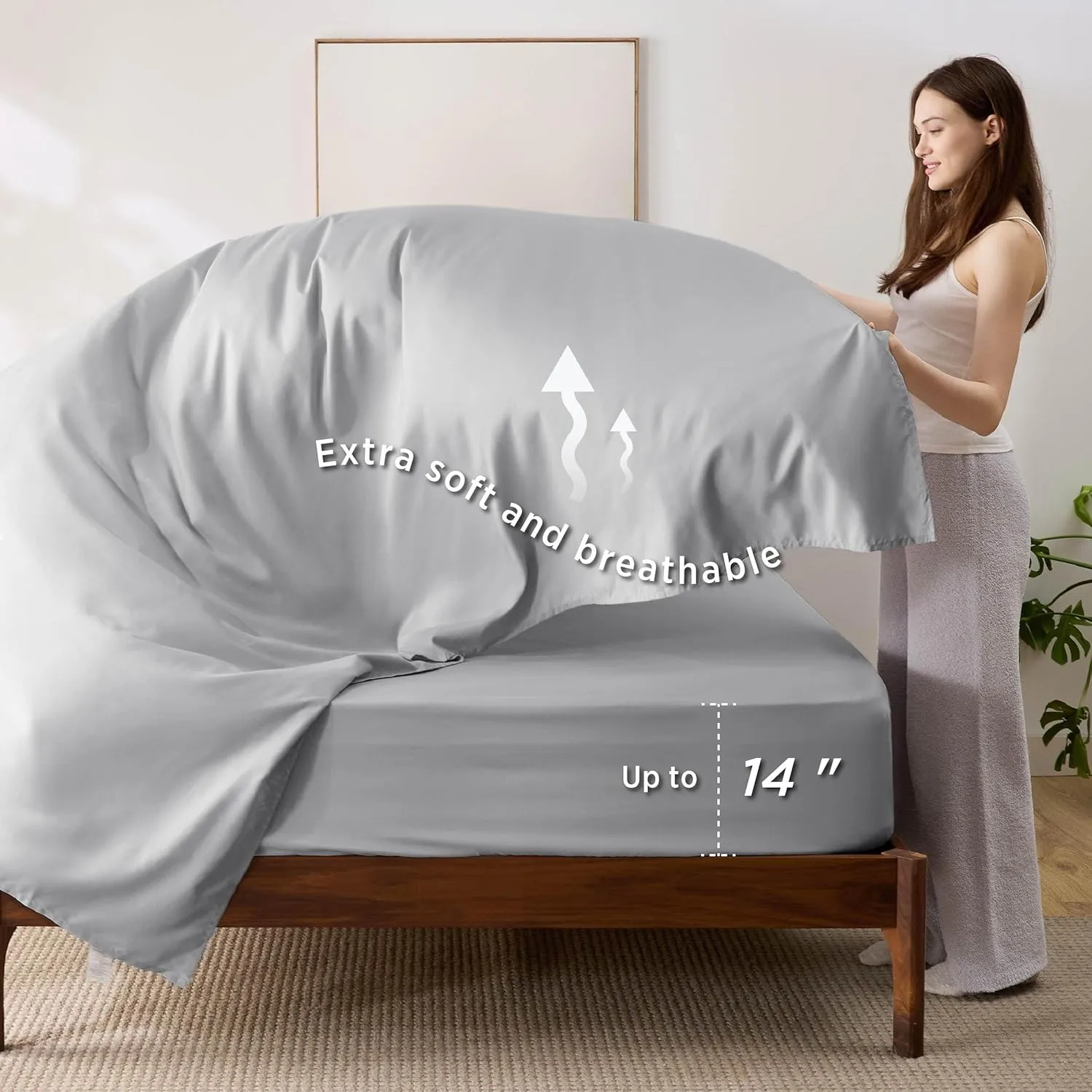 Bedsure Queen Comforter Set - 7 Pieces Reversible Grey Bedding, Queen Size Bed Set for All Seasons, Bed in a Bag with Down Alternative Comforter, Sheets, Pillowcases & Shams