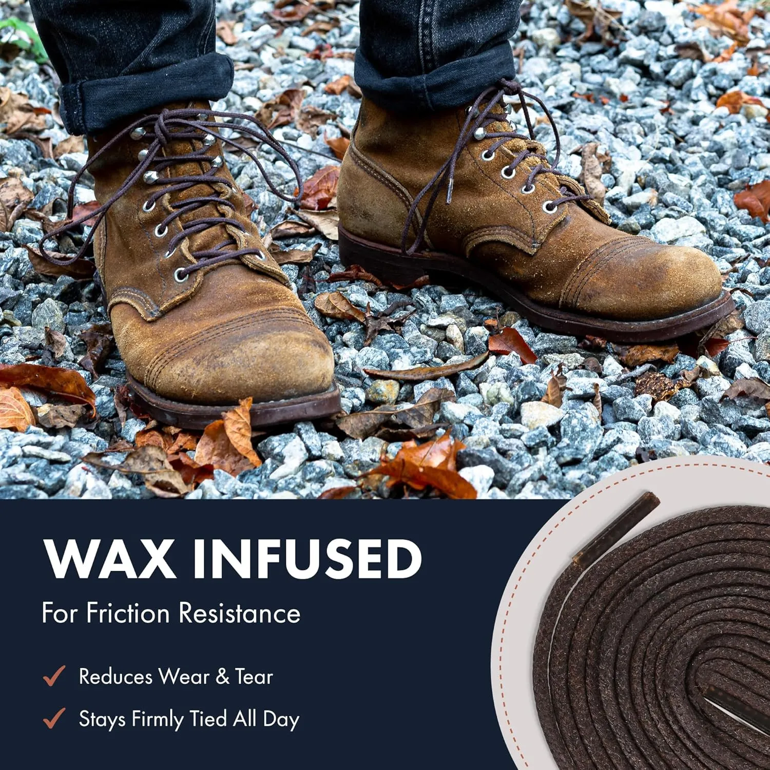 Benchmark Waxed 100% Kevlar Boot Laces - Made in USA - Heavy Duty Shoe Laces for Work or Hiking - 45", 54”, 63”, 72" or 81"