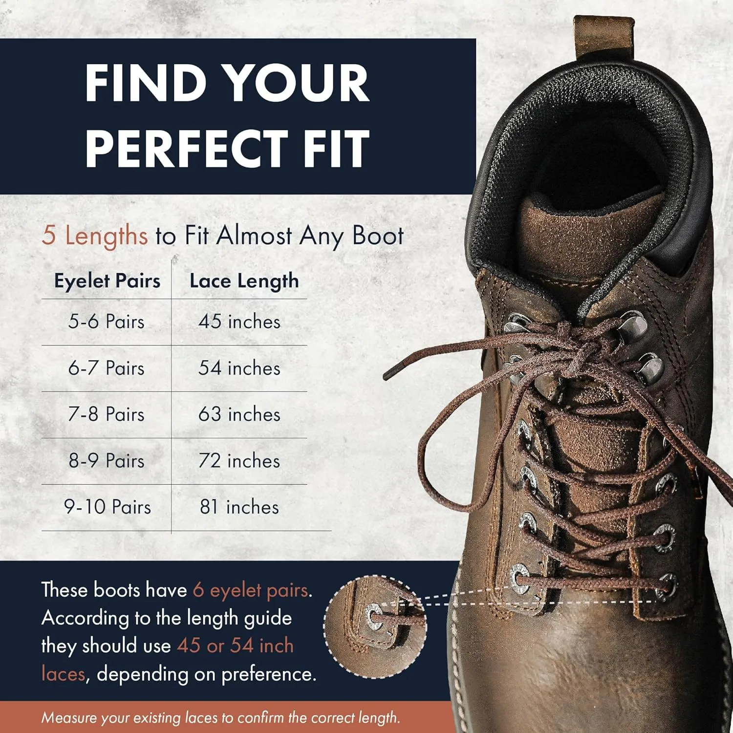 Benchmark Waxed 100% Kevlar Boot Laces - Made in USA - Heavy Duty Shoe Laces for Work or Hiking - 45", 54”, 63”, 72" or 81"
