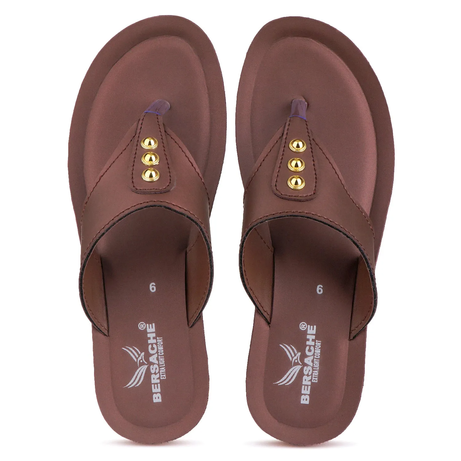 Bersache Extra Soft Classic Casual with  Regular wear with Ultra Soft & Flexibility Technology Flip Flop For Women's/Girl's-(6164-Brown)