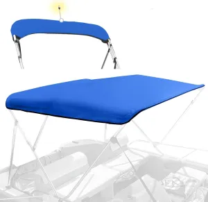 Bimini Top Replacement Canvas for Boat with Light Hole and Storage Boot, Easy Install Zipper Sleeves, Heavy Duty Waterproof, 900D Durable Marine Sun Shade Boat Canopy Without Frame