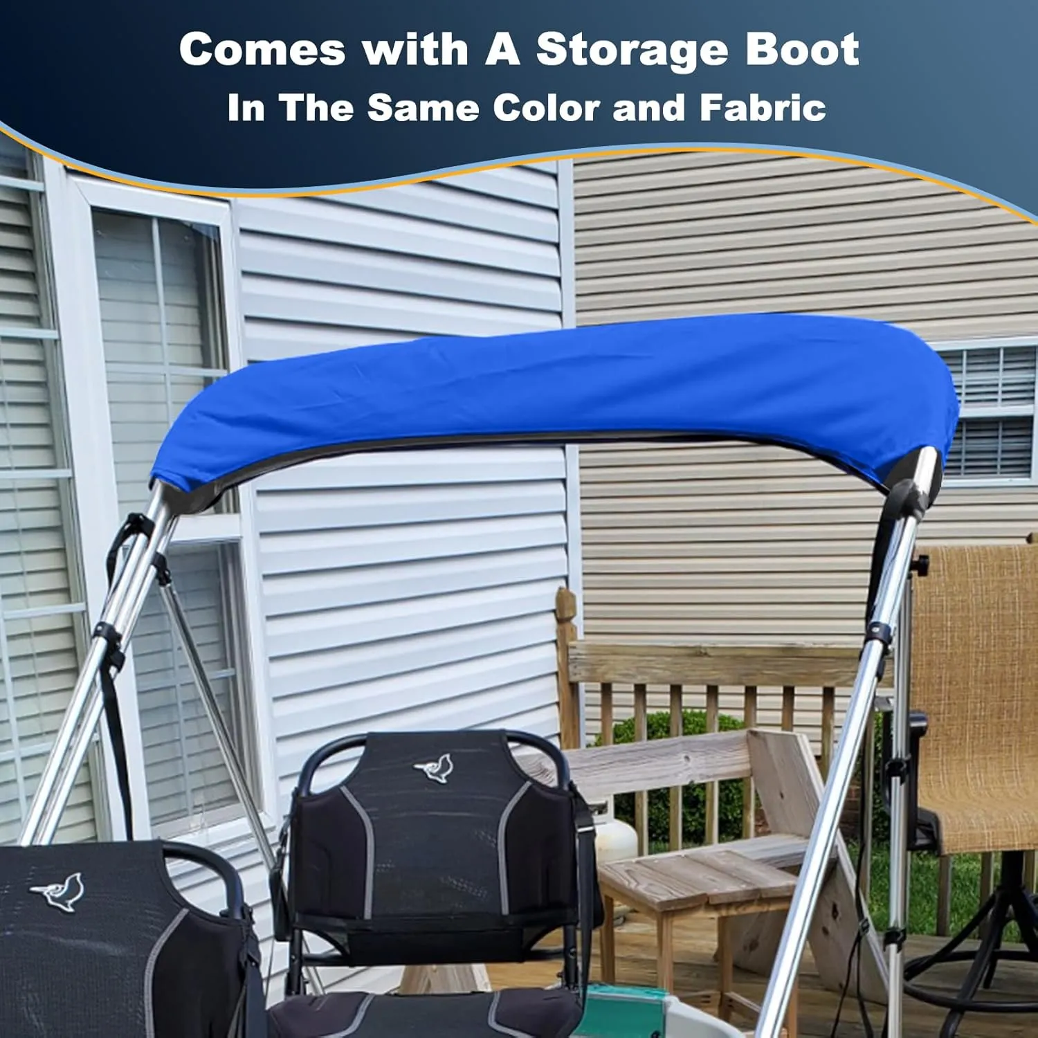Bimini Top Replacement Canvas for Boat with Light Hole and Storage Boot, Easy Install Zipper Sleeves, Heavy Duty Waterproof, 900D Durable Marine Sun Shade Boat Canopy Without Frame