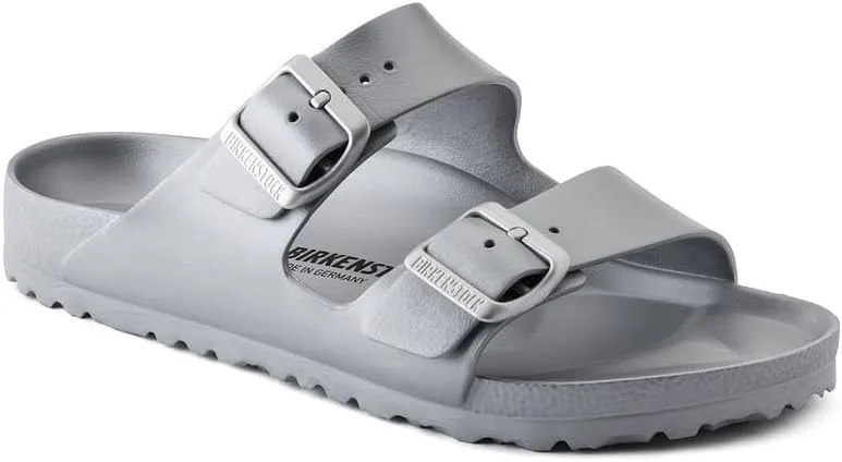 Birkenstock Women's Arizona Sandals, Metallic Silver, 6 Medium US