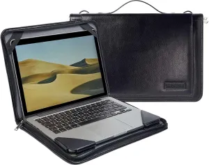 Black Leather Laptop Messenger Case - Compatible with Acer Aspire Switch 11 V SW5