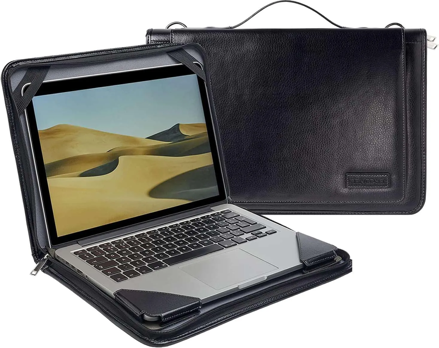 Black Leather Laptop Messenger Case - Compatible with Acer Aspire Switch 11 V SW5