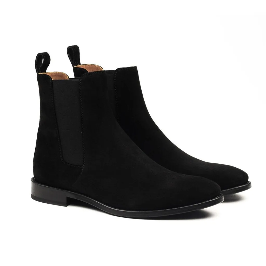 Black Suede Chelsea Boots for Men - Handmade Leather Ankle Boots