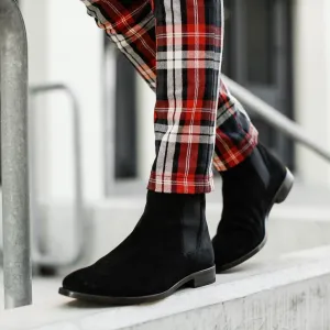 Black Suede Chelsea Boots for Men - Handmade Leather Ankle Boots