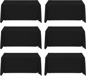 Black Tablecloths,6 Pack 90 * 132inch Stain and Wrinkle Resistant Polyester Black Rectangle Tablecloth,Decorative Fabric Table Cover for Party,Wedding,Kitchen,Dinning