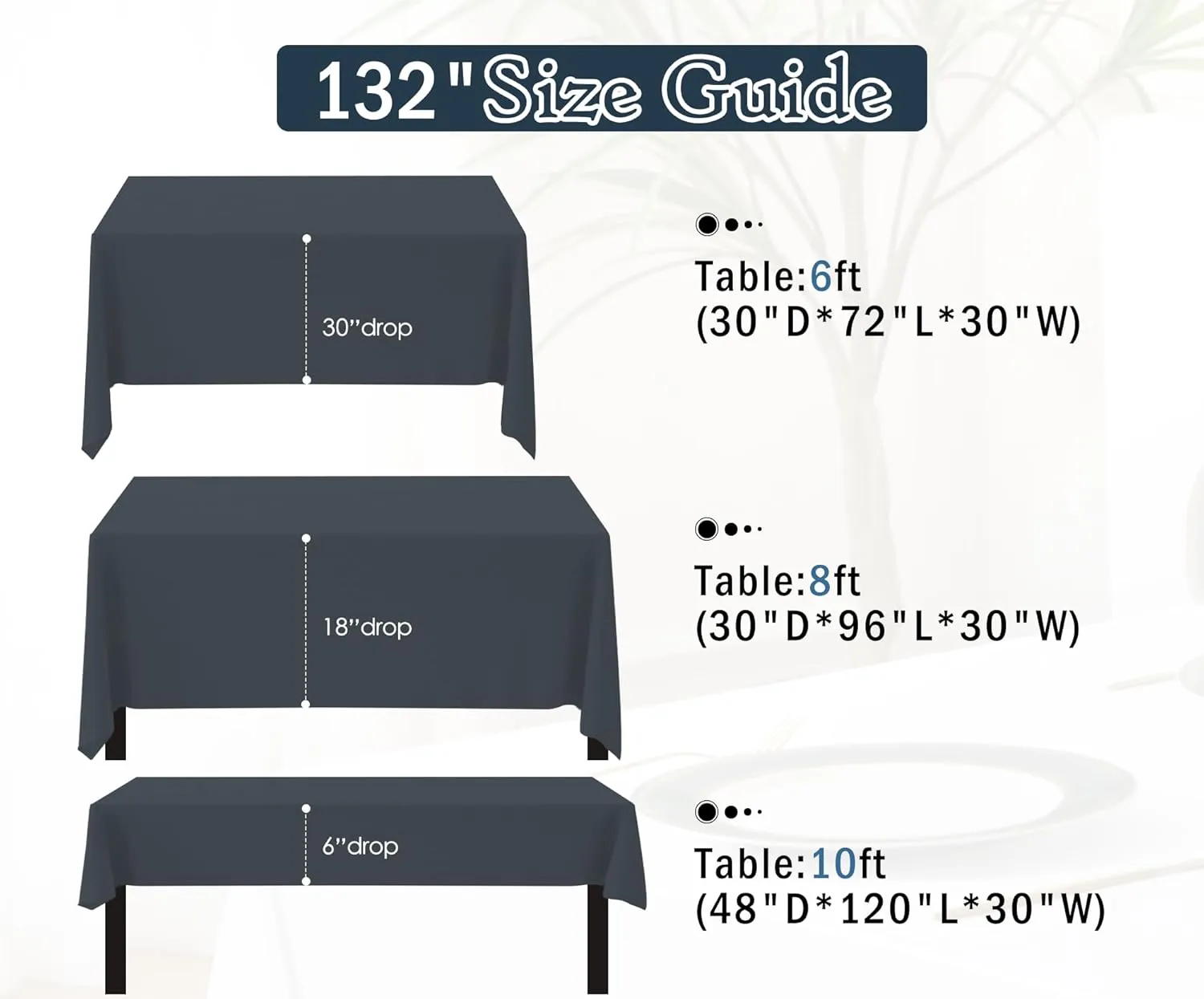 Black Tablecloths,6 Pack 90 * 132inch Stain and Wrinkle Resistant Polyester Black Rectangle Tablecloth,Decorative Fabric Table Cover for Party,Wedding,Kitchen,Dinning