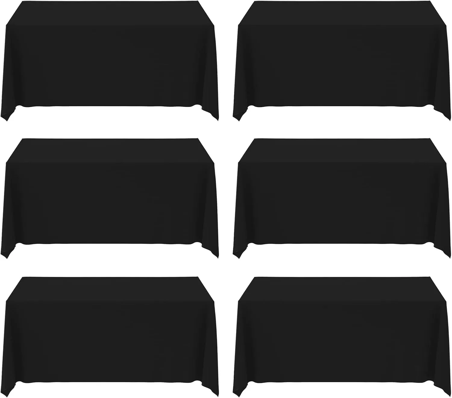 Black Tablecloths,6 Pack 90 * 132inch Stain and Wrinkle Resistant Polyester Black Rectangle Tablecloth,Decorative Fabric Table Cover for Party,Wedding,Kitchen,Dinning