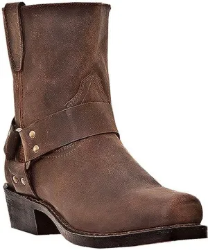 Boots Mens Rev Up Harness Motorcycle Boots Ankle - Brown - Size 12 D