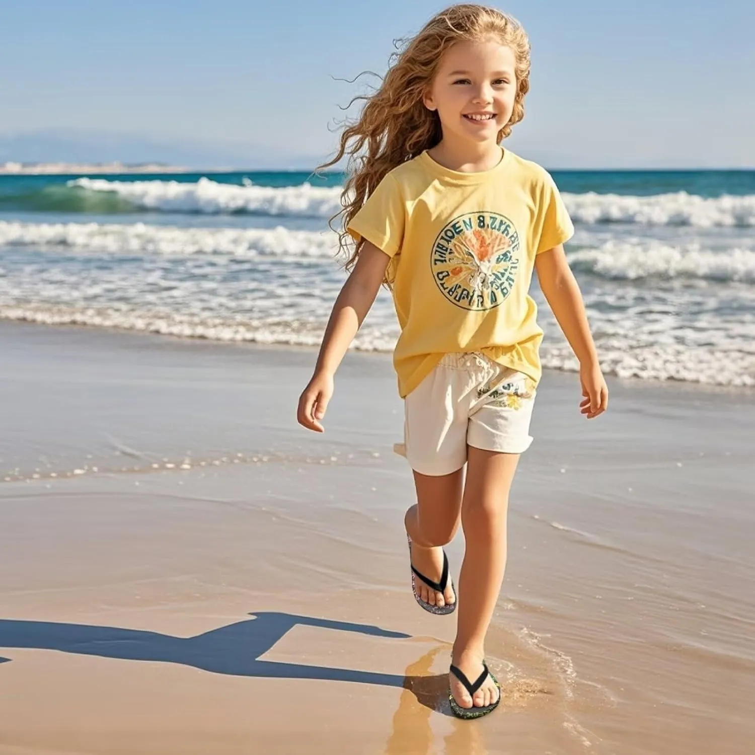 Boy Girl Flips Flops for Kids Cartoon Print Slip-on Thong Sandals Kids Slides for Beach Swim Pool