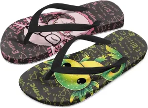 Boy Girl Flips Flops for Kids Cartoon Print Slip-on Thong Sandals Kids Slides for Beach Swim Pool