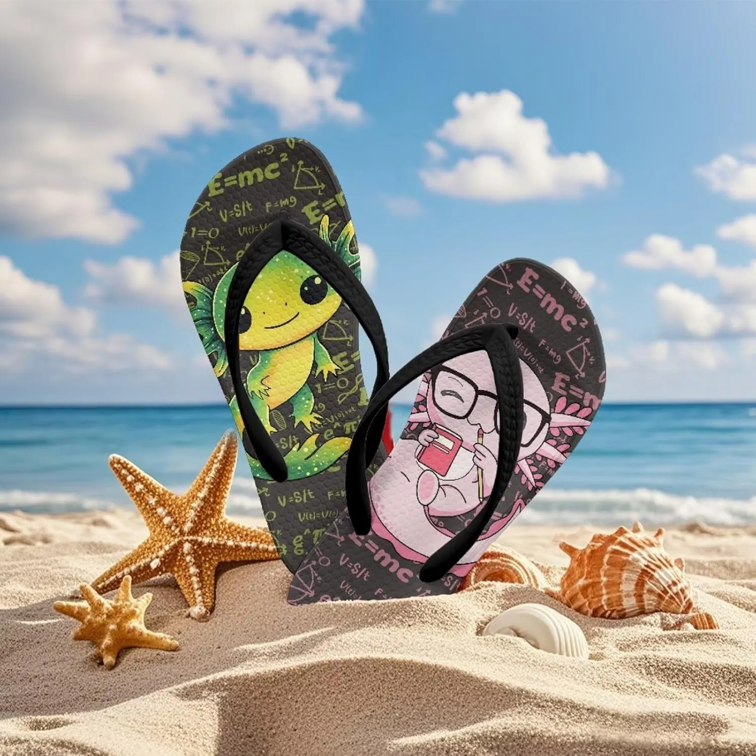 Boy Girl Flips Flops for Kids Cartoon Print Slip-on Thong Sandals Kids Slides for Beach Swim Pool