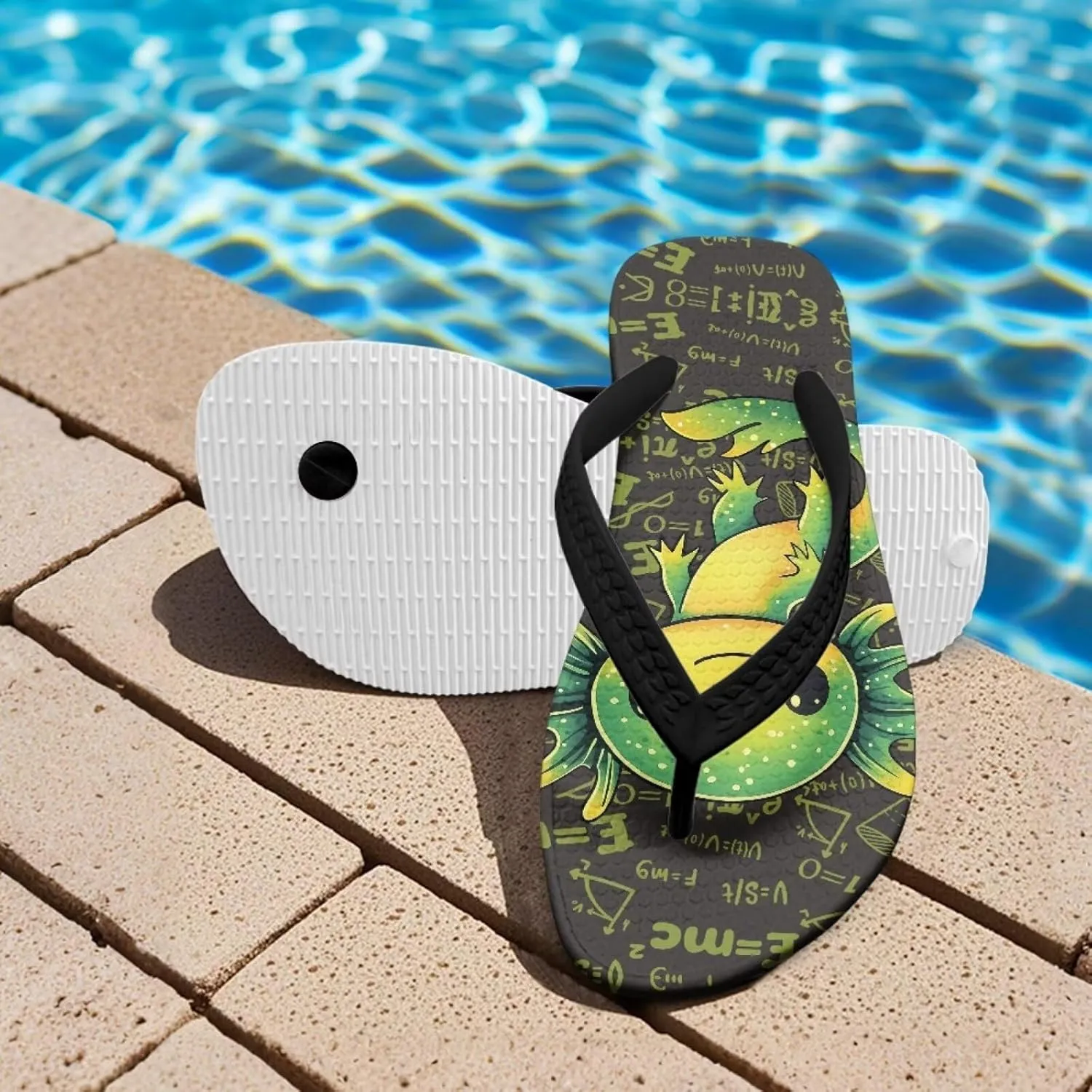 Boy Girl Flips Flops for Kids Cartoon Print Slip-on Thong Sandals Kids Slides for Beach Swim Pool