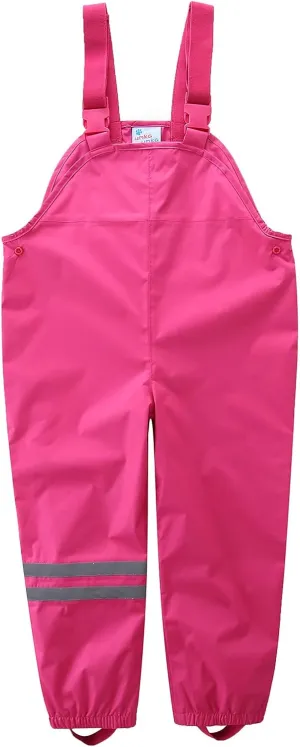 Boys and Girls Suspender Rain Pants Fleece Lined Bib - Muddy Play Overalls 18 Months - 7 Years