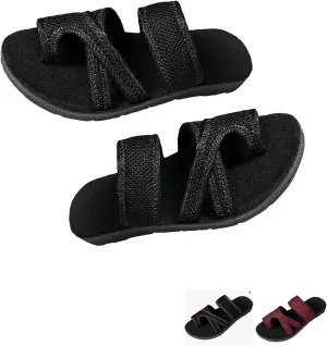 Breathable Mesh Slide Sandals,Brahusd Sandals,Women's Summer Non Slip Flat Loop Toe Shoes, With Arch Support Mesh Peep Toe Slippers