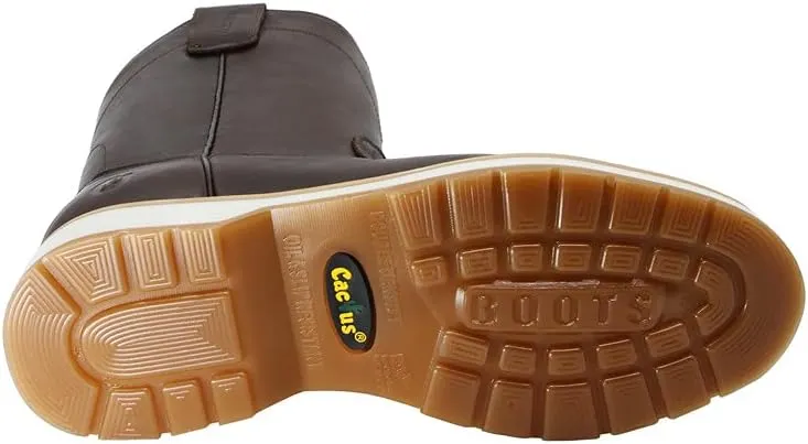 Cactus Men's 7832A Wellington Heel Oil Tumbled Full Grain Leather High Flexibility Polyurethane and Rubber Dual Density Outsole Ranching Farming Fruit Picking Work Boot Pull-on Wellington