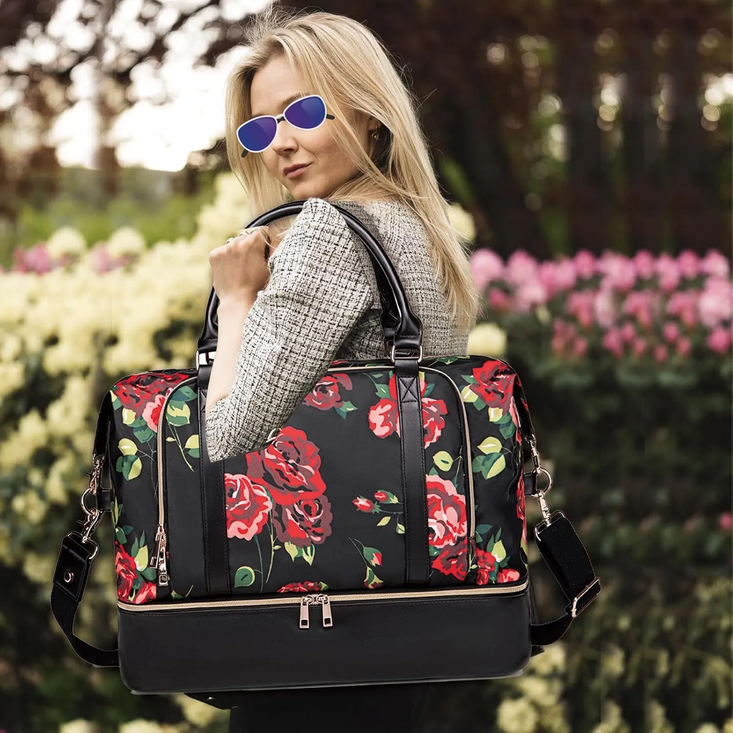 CAMTOP Women Ladies Travel Weekender Bag Overnight Duffel Carry-on Tote Bag fit 15.6 Inch Laptop Computer