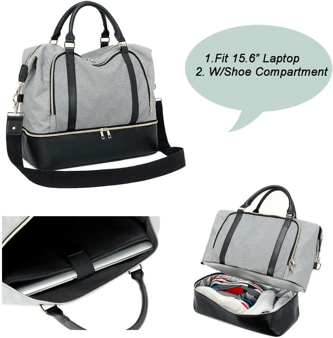 CAMTOP Women Ladies Travel Weekender Bag Overnight Duffel Carry-on Tote Bag fit 15.6 Inch Laptop Computer