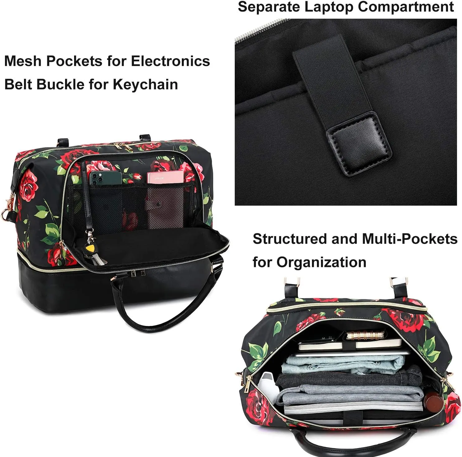 CAMTOP Women Ladies Travel Weekender Bag Overnight Duffel Carry-on Tote Bag fit 15.6 Inch Laptop Computer