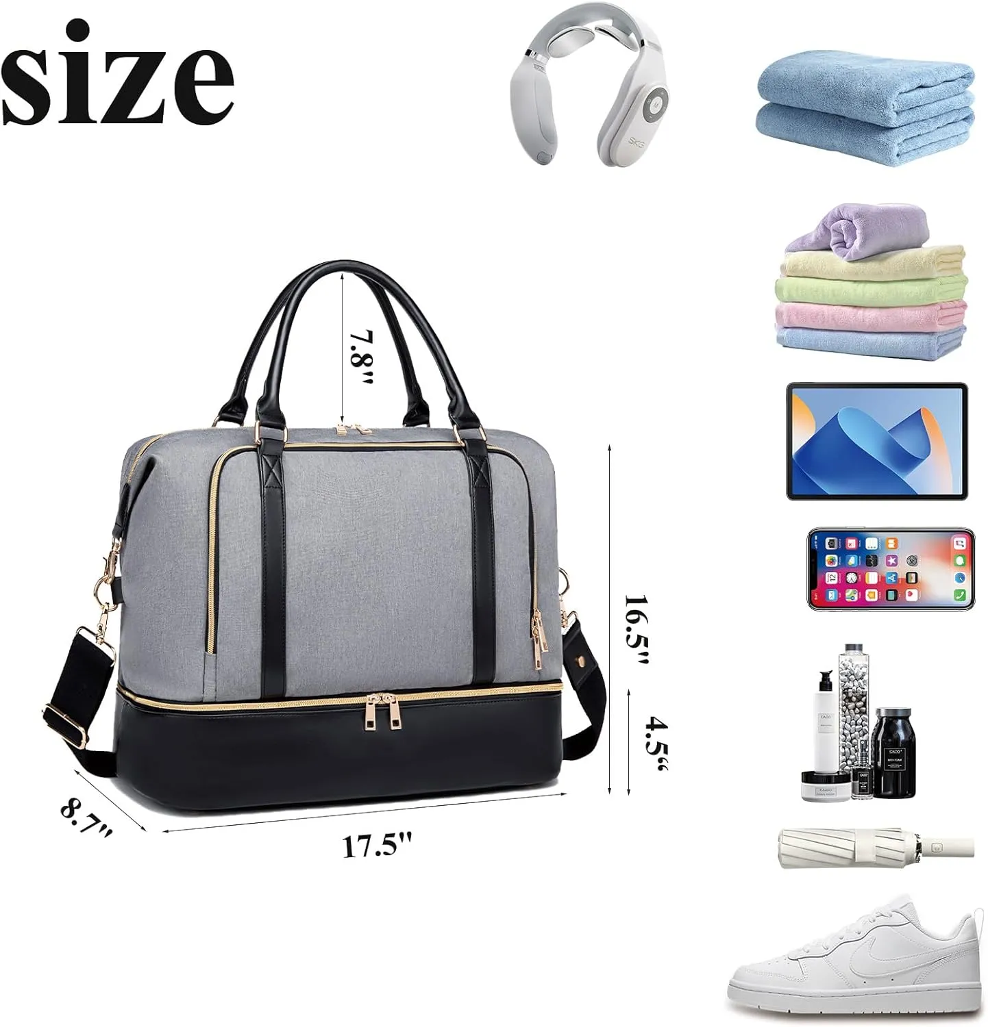 CAMTOP Women Ladies Travel Weekender Bag Overnight Duffel Carry-on Tote Bag fit 15.6 Inch Laptop Computer