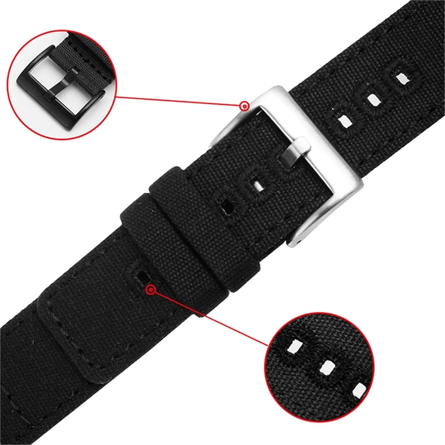 Canvas Watch Band Replacement Strap 18mm 19mm 20mm 22mm Quick Release Watchband Men Women Universal Strap