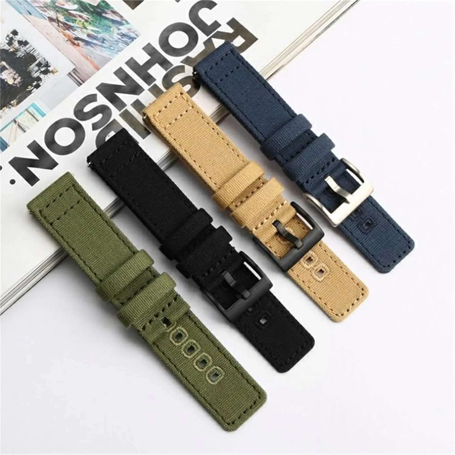 Canvas Watch Band Replacement Strap 18mm 19mm 20mm 22mm Quick Release Watchband Men Women Universal Strap