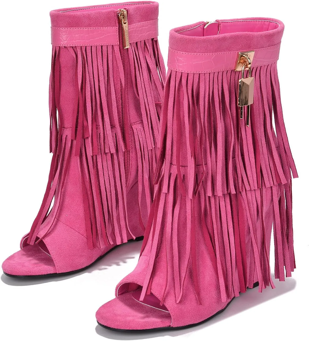 Cape Robbin Cerritos Women's Tassel Bootie Fringe Wedge Heel Ankle Boots