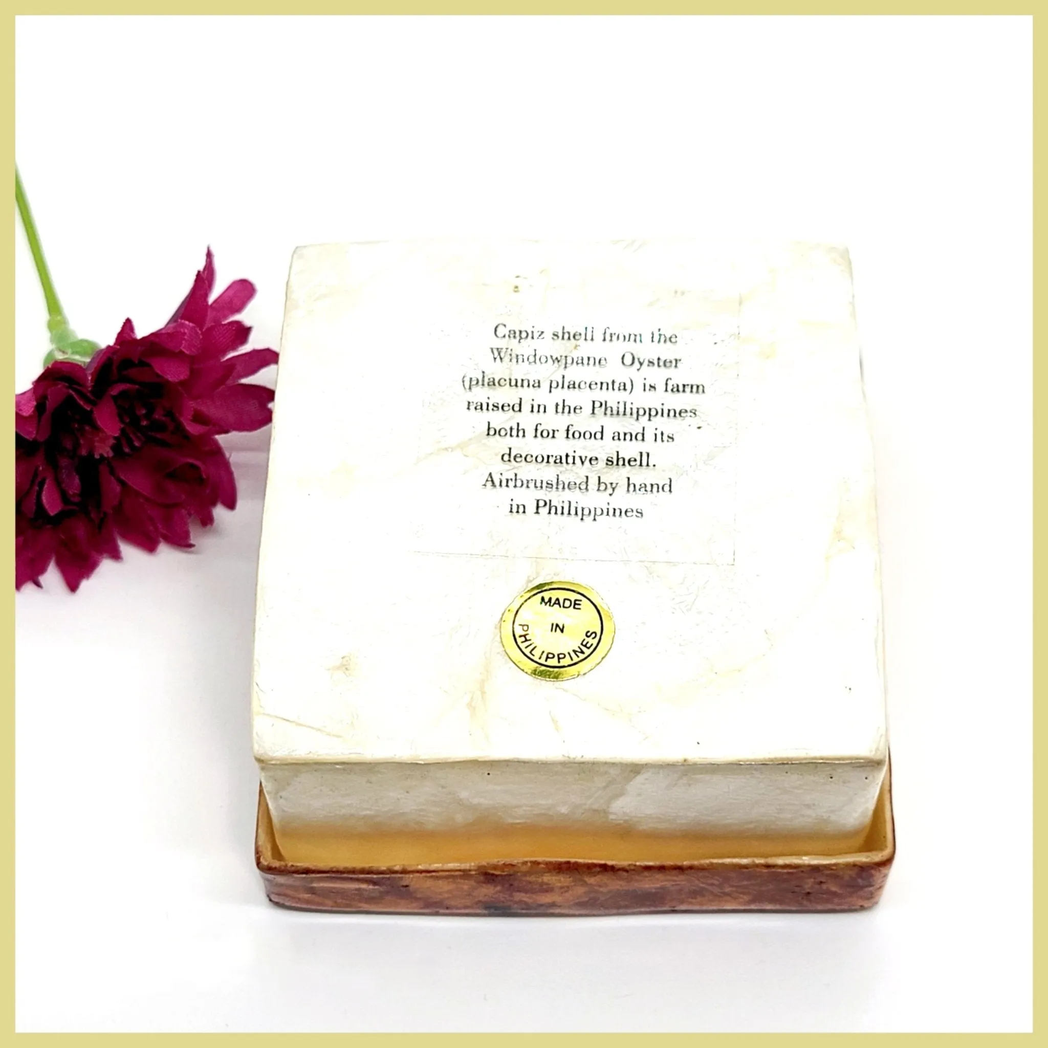 Capiz Shell Painted Trinket Box - Magnolia