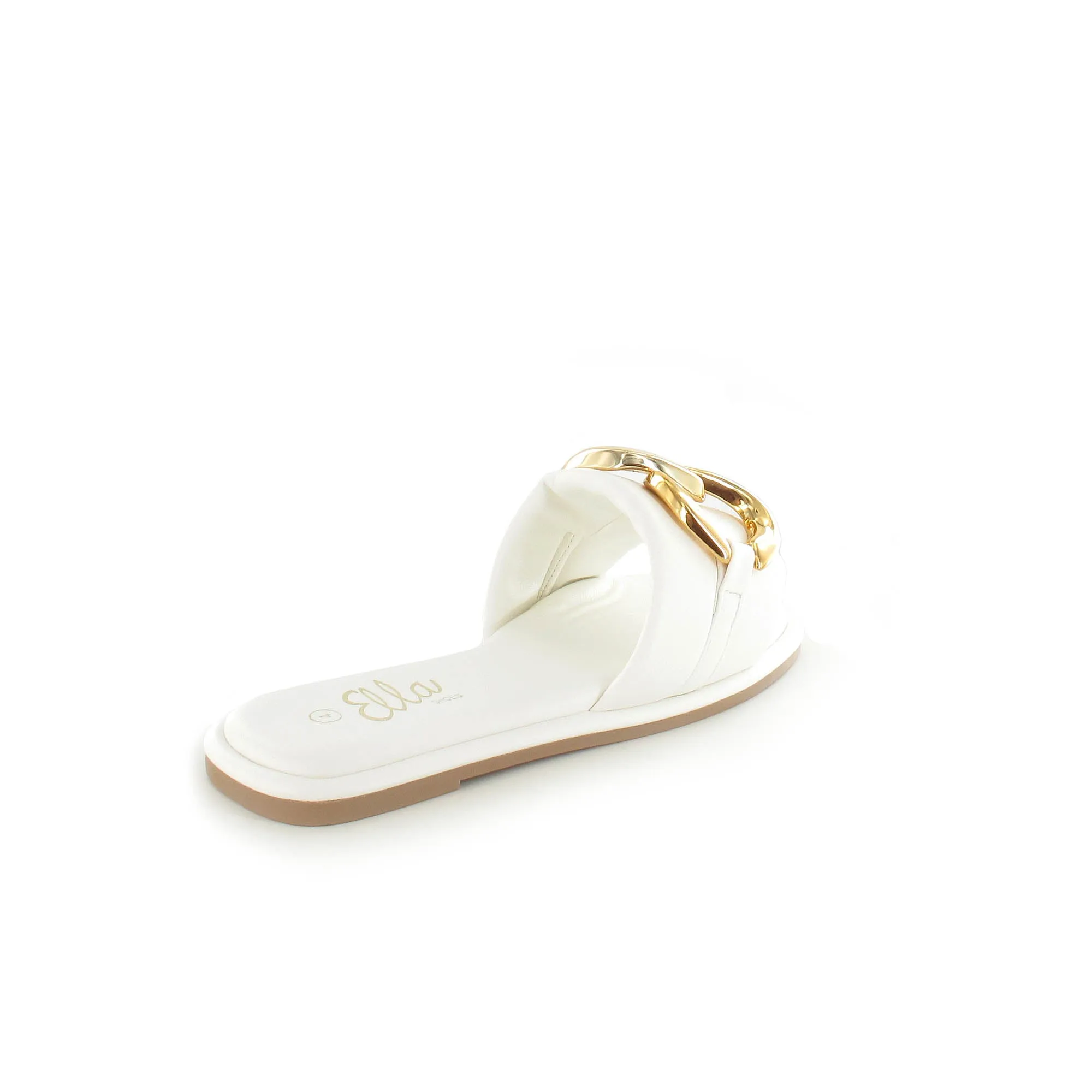 Capri: White - Chain Decor Slider Sandals