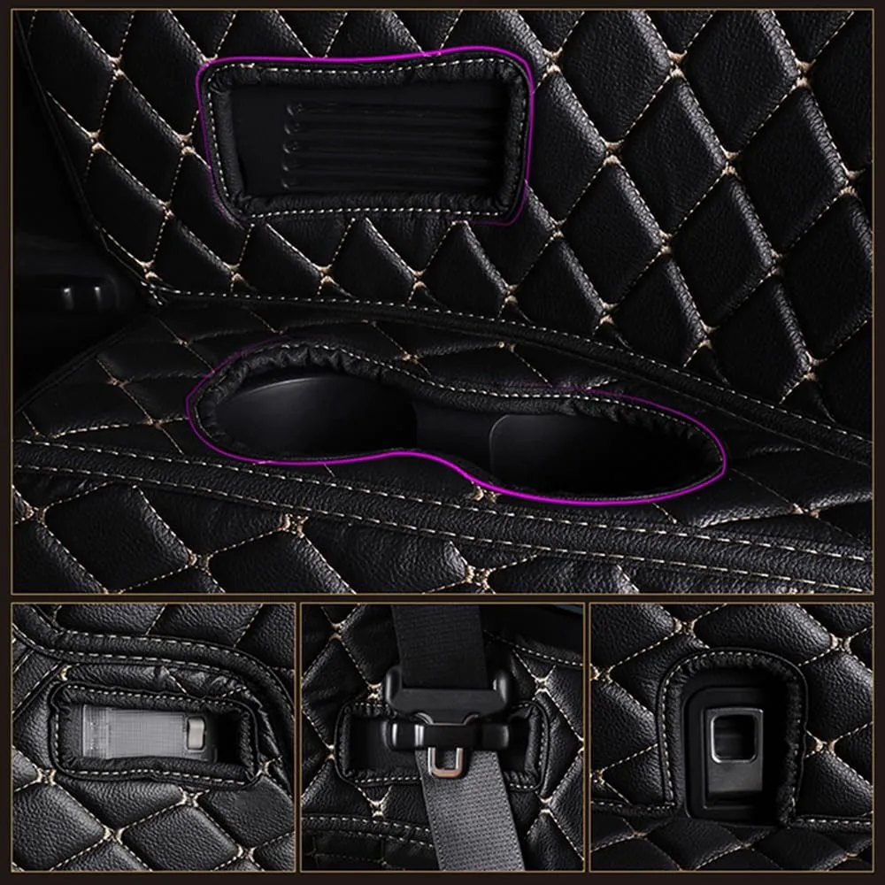 Car Leather Cargo Liners for Ford Explorer 2010 2011 2012 2013 2014 2015, Full Coverage All Weather Rear Trunk Liner Mats Protector Boot Mats,Allblack