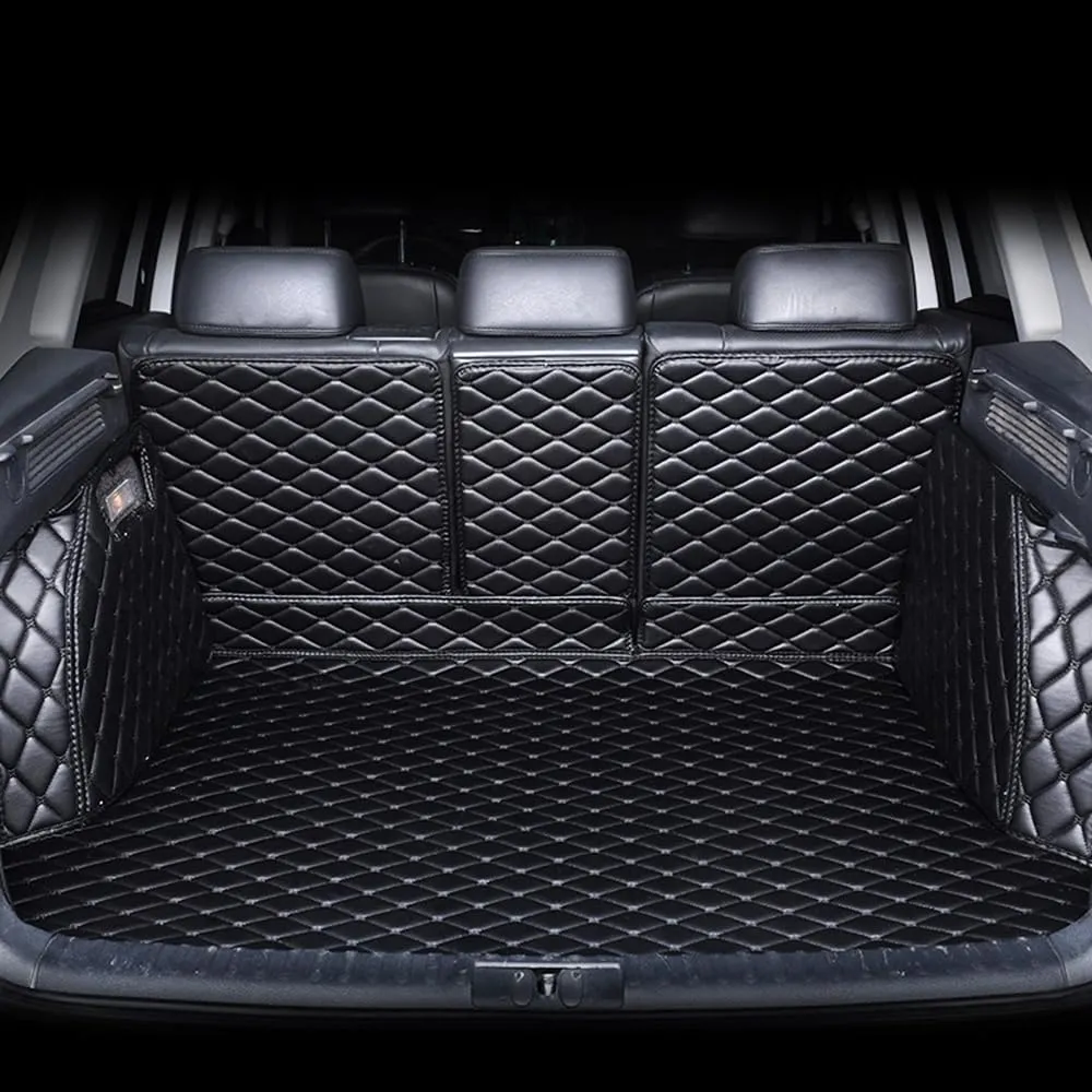 Car Leather Cargo Liners for Ford Explorer 2010 2011 2012 2013 2014 2015, Full Coverage All Weather Rear Trunk Liner Mats Protector Boot Mats,Allblack