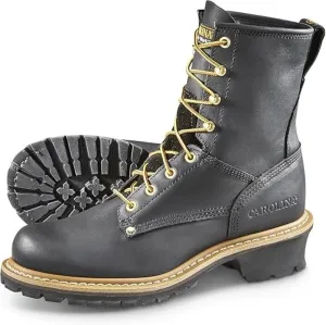 Carolina Elm 8” Unlined Logger Boots for Men - Unlined Leather Upper, Pillow Cushion Footbed, and Welted Oil- and Slip-Resistant Outsole, EH Rated