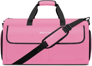 Carry On Garment Bag for Women, Durable Garment Duffle Bag for Travel with Shoes Compartment, Convertible & Foldable 2 in 1 Hanging Dress Weekender Suitcase Suit Travel Bag, Gifts for Women, Pink